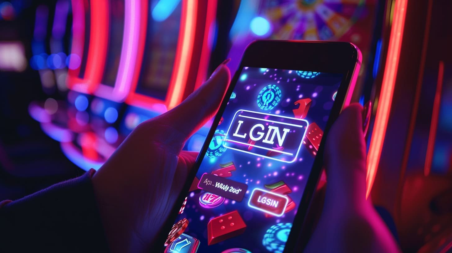 Antarmuka aplikasi robintogel88 menampilkan permainan slot dan meja live casino